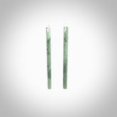 Hand crafted New Zealand Jade Inanga Jade drop earrings with Sterling Silver Hooks. Jade drop earrings, packaged in a woven kete pouch.